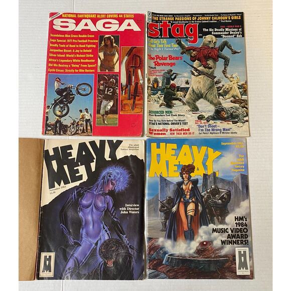 Vintage Lot Stag Saga Heavy Metal Men Magazine Stories Fantasy Comic Women 15B - Picture 1 of 3
